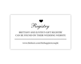 Printed Wedding Registry Cards | Gift Registry Inserts with Website