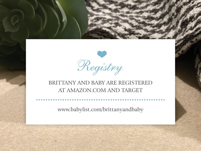 Baby Registry Cards | Shower Invitation or Birth Announcement Insert | Register Online | Website