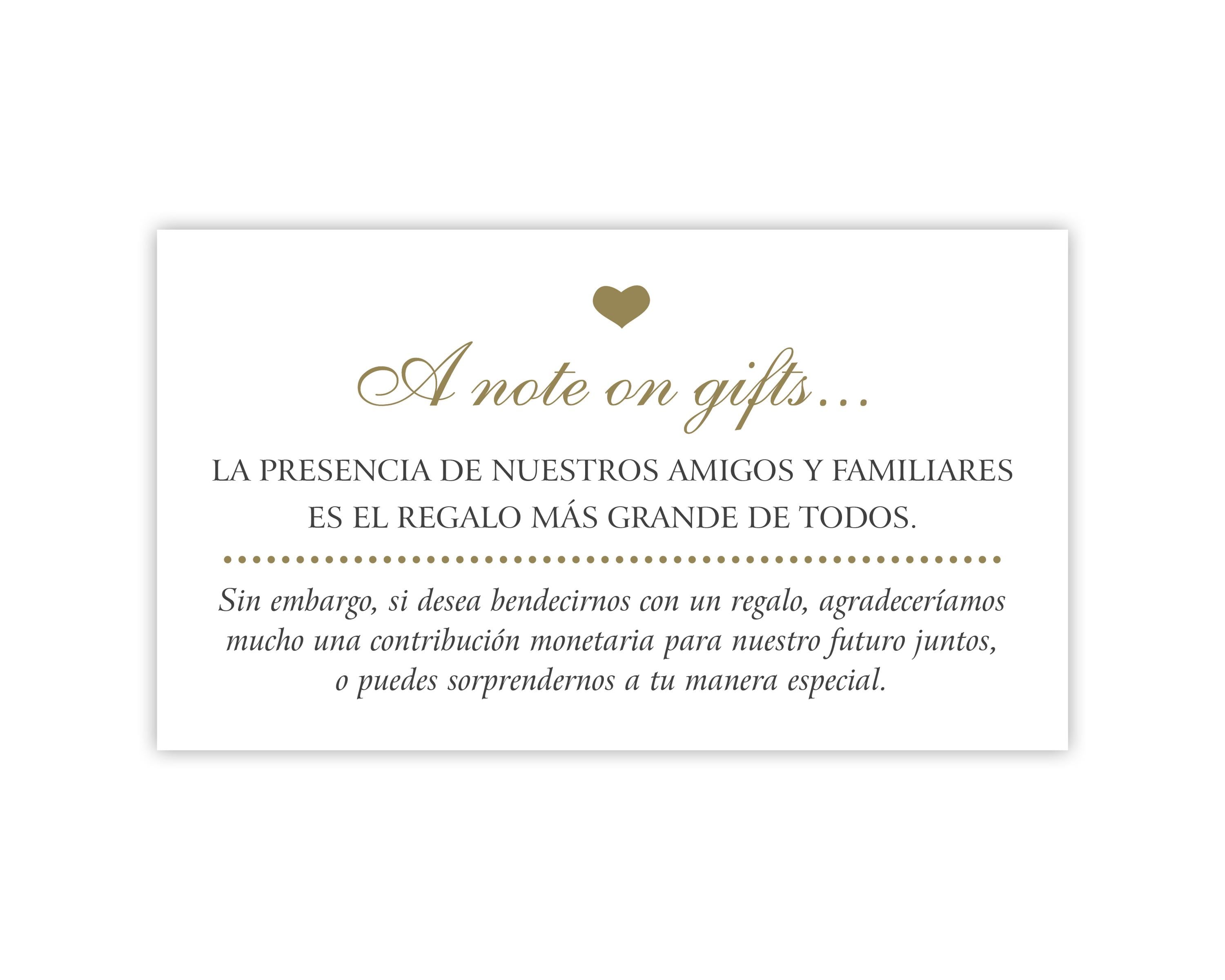Request for Money at Wedding (spanish Version) | Monetary Gifts Card | Note  on Gifts Card | Ask for Financial Gifts | Cash for Wedding Gift - Etsy, image size:3000x2400