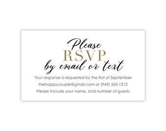 RSVP by Text or RSVP by Email Cards / Printed RSVP Cards / Reply Cards for Wedding Invitation, Bridal Shower, Rehearsal Dinner, Birthday