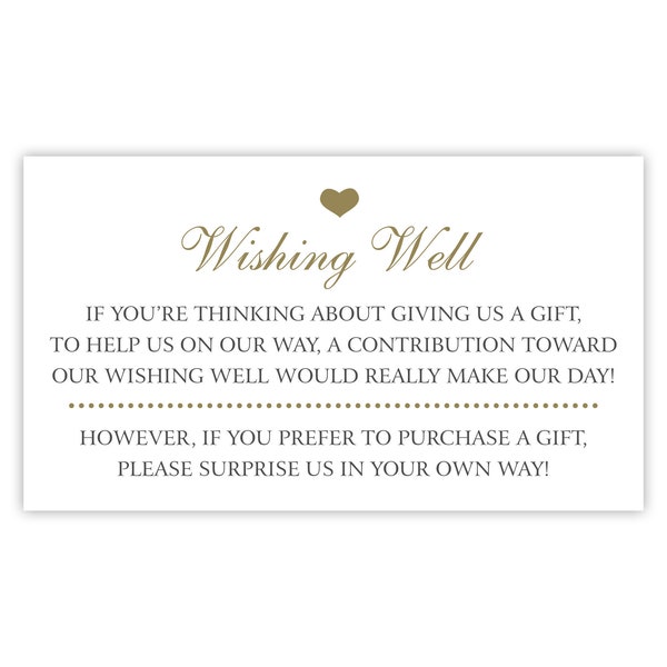 Wishing Well Cards / Request for Monetary Gifts For Wedding / Request for Cash at Wedding, Quinceañera, Bat Mitzvah