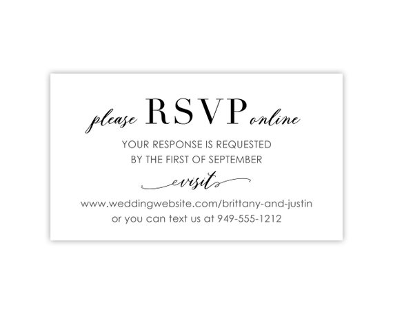 Online RSVP Card Wedding Invitation Inserts, Online Response Cards W/  Wedding Website / RSVP Website Reply Online or RSVP by Text Message 