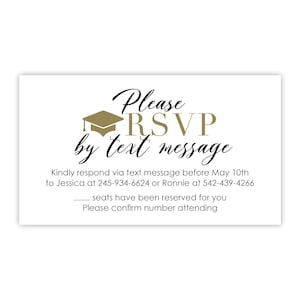 Graduation RSVP Cards | Response Cards for Grad Party | Reply by Text Inserts (No Envelopes)