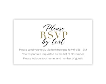 RSVP by Text Cards | RSVP Cards | Response Cards | Printed Reply Cards for Wedding Invitation, Bridal Shower, Baby Shower, Birthday Party...
