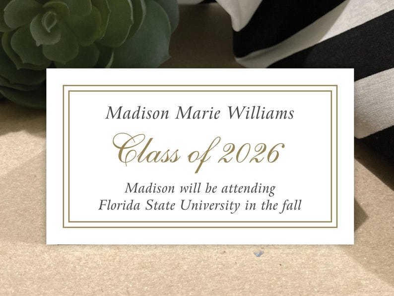 Personalized Graduation Name Cards | High School Grad | College Announcement | Class of 2026