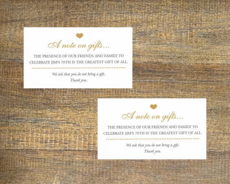 No Gifts Please | Invitation Insert Card | No Wedding, Birthday, Anniversary Presents