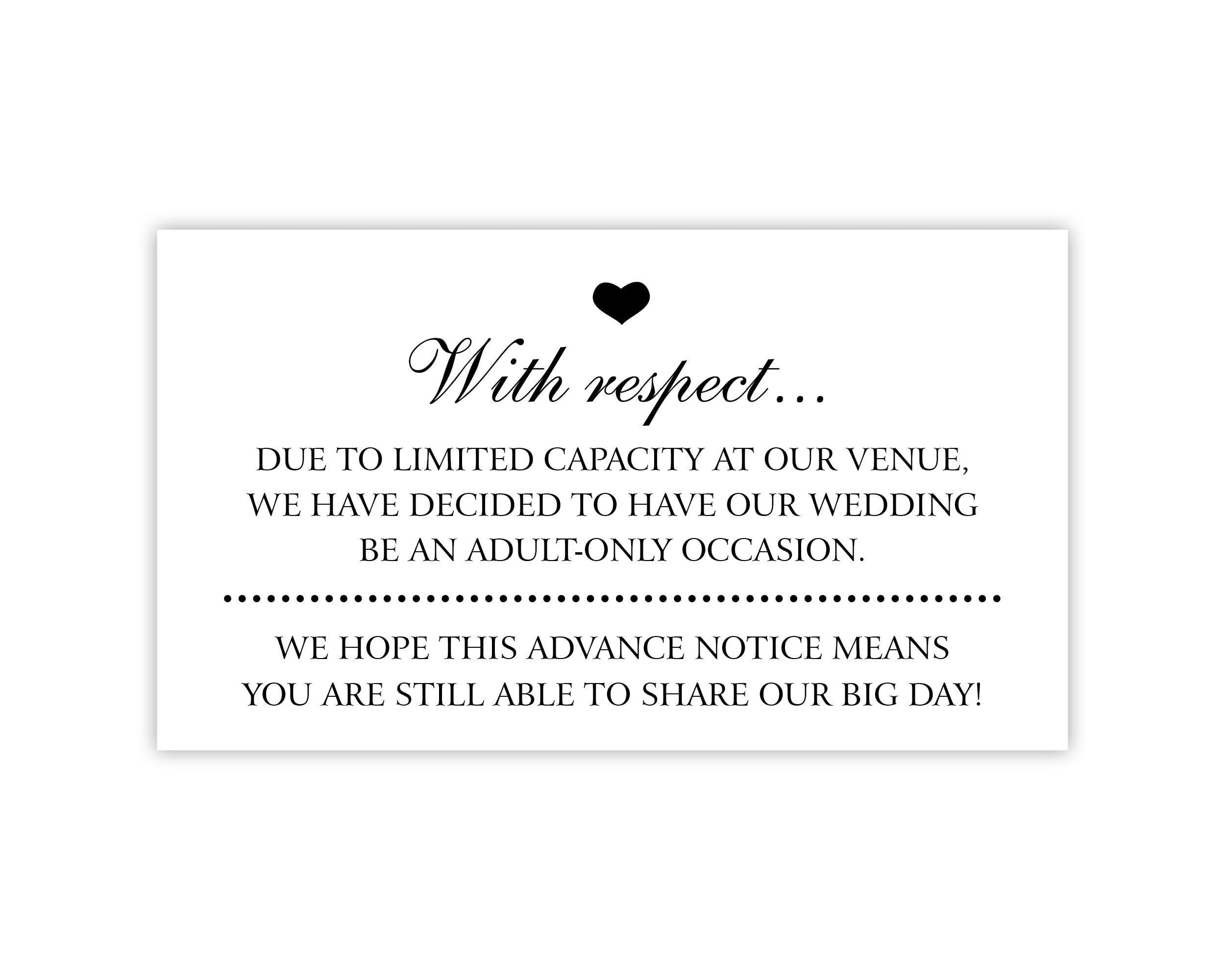 No Kids Allowed at Wedding Invitation Insert Card | Child-free