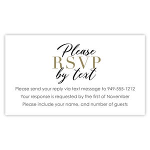 RSVP by Text Cards | Printed Wedding, Shower, Party Reply Cards | Response Card (No Envelope)