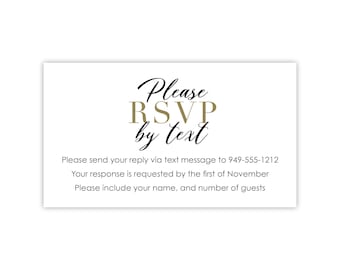 RSVP by Text Cards | Printed Wedding, Shower, Party Reply Cards | Response Card (No Envelope)