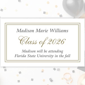 Personalized Graduation Name Cards | High School Grad | College Announcement | Class of 2026