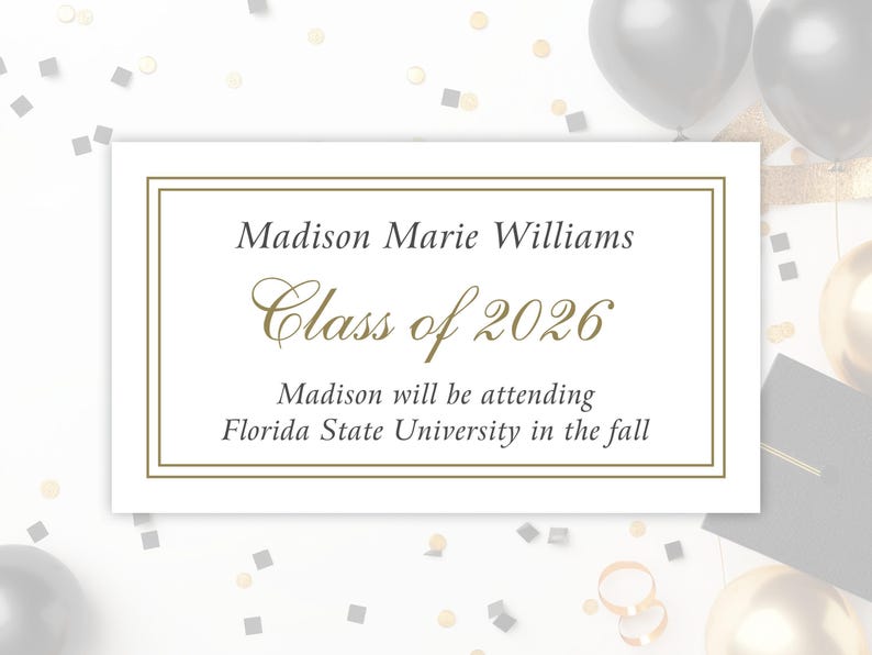 Personalized Graduation Name Cards | High School Grad | College Announcement | Class of 2026