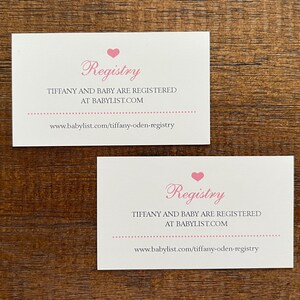 Baby Registry Cards | Shower Invitation or Birth Announcement Insert | Register Online | Website