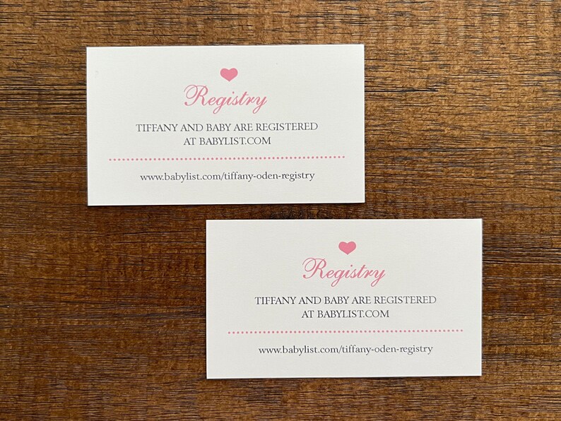 Baby Registry Cards | Shower Invitation or Birth Announcement Insert | Register Online | Website