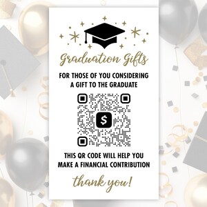Abschluss Geschenke QR Code Karte | 2025 Abitur oder College-Abschluss-Einladungs-Einsatz | Cash App oder Venmo QR Code für die Geschenke zum Abschluss