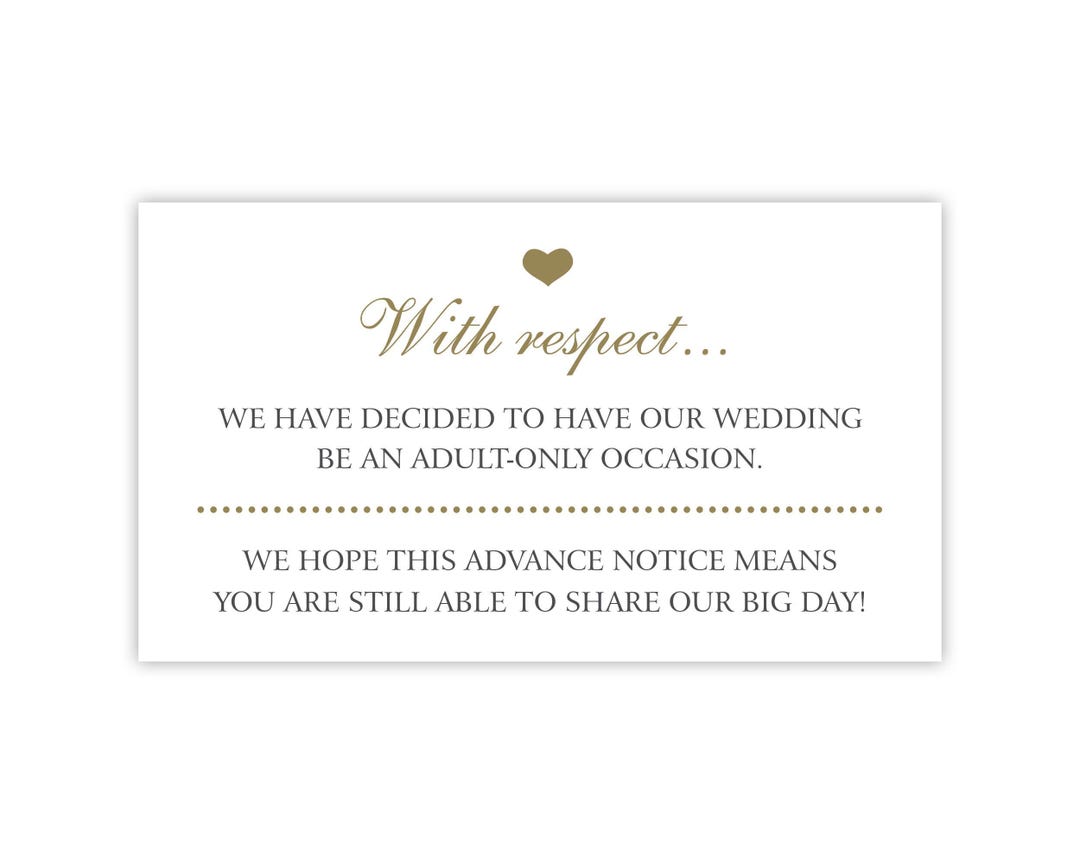 No Kids at Wedding Cards | Adults-only Wedding Invitation Insert