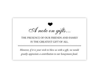 Honeymoon Fund Cards | Wedding Invitation Enclosure | Cash Gift Request