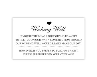 Wishing Well Invitation Insert Card for Wedding Invitation / Save The Date, Ask for Monetary Gifts, Wedding Money Card, Cash for Wedding
