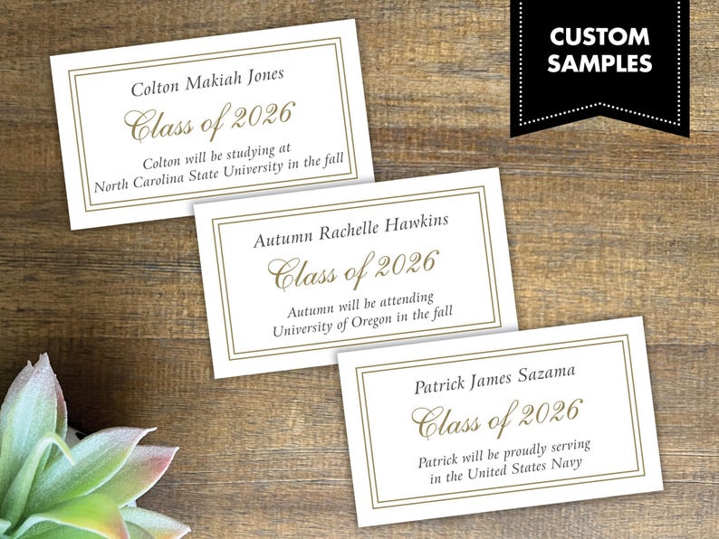 Personalized Graduation Name Cards | High School Grad | College Announcement | Class of 2026