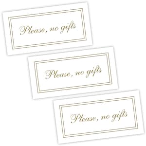 Por favor, no se aceptan tarjetas de regalo / No se aceptan regalos / No se aceptan regalos de boda / No se aceptan regalos de aniversario / No se aceptan regalos de cumpleaños / No se aceptan regalos / No traiga regalos