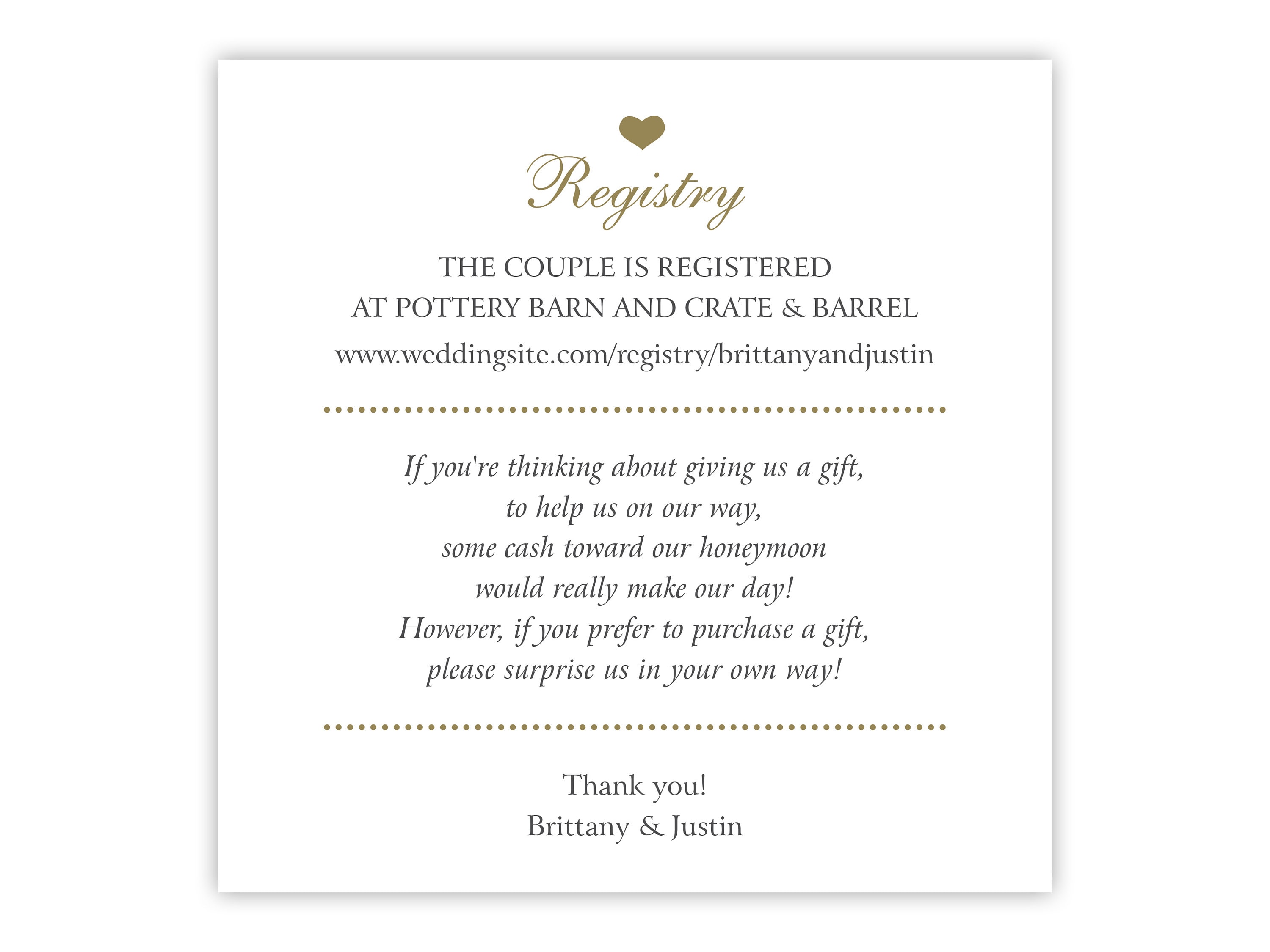 Wedding Registry Card with Honeymoon Wish / Honeymoon Fund - Etsy Polska