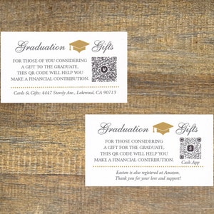 2024 Graduation Invitation Insert Card with QR Code, Graduation Announcement Enclosure Card, Graduation Registry, Graduation Venmo / CashApp image 4