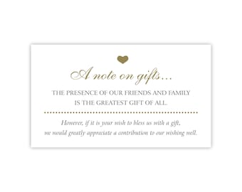 Wishing Well Cards | Printed Wedding Gift Registry Insert | Ask For Cash at Wedding