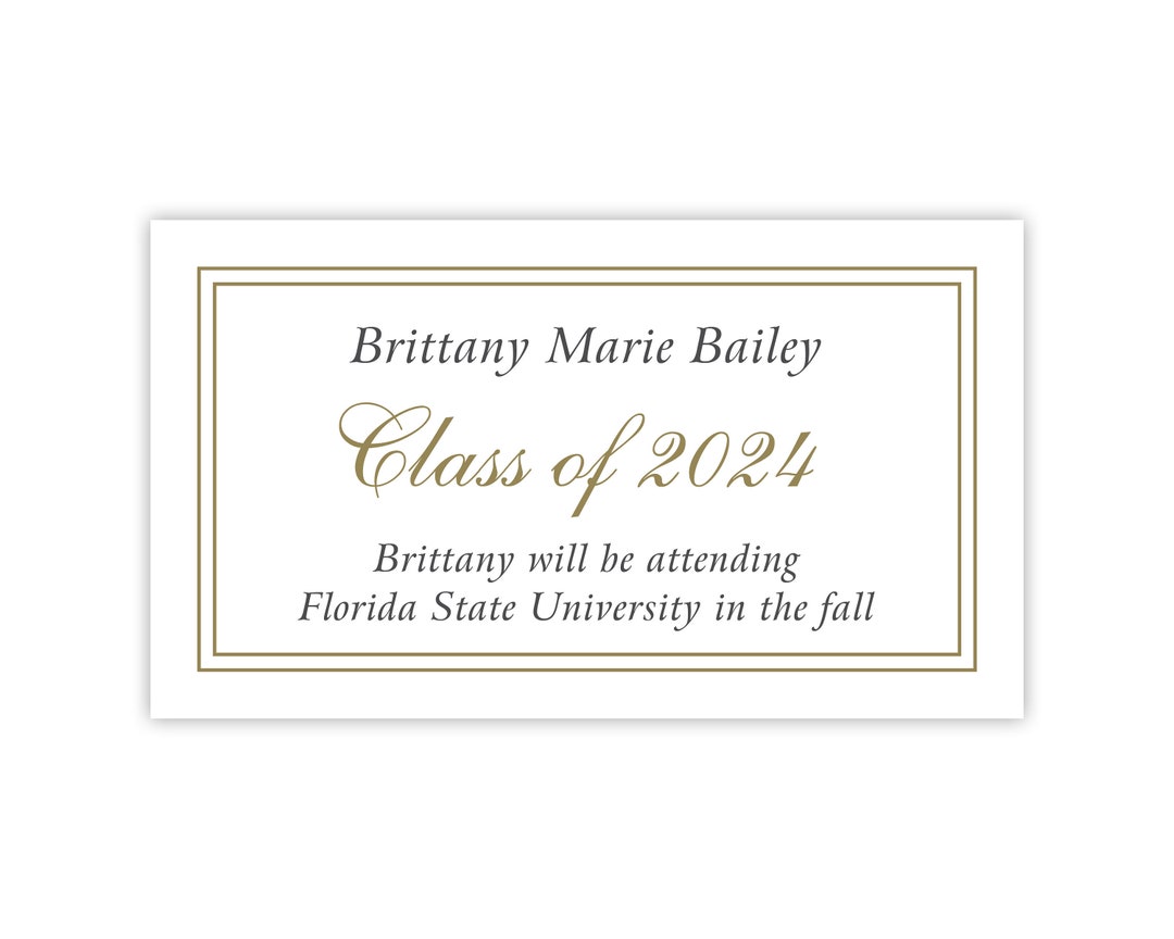 Printed Name Cards for Graduation Announcement / 2024 High School ...