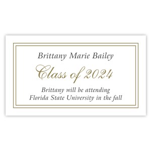 Printed Name Cards for Graduation Announcement / 2024 High School Graduation Invitation Insert: Attending College Announcement / 2x3.5" Gold