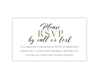 Call or Text RSVP Cards | Personalized Reply Cards | Informal Events: Birthday, Shower, Game Night