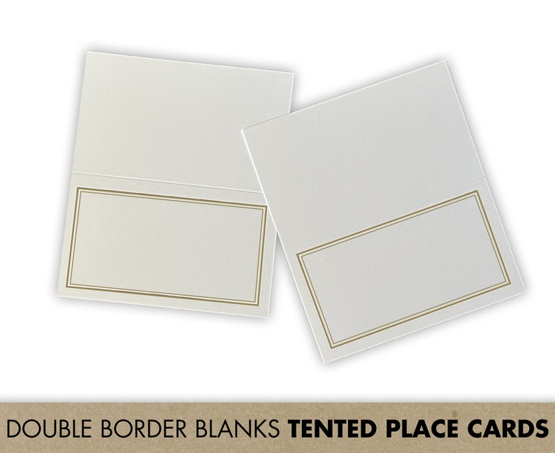 Tented Blank Place Cards Printed W/ Gold Double Border for - Etsy