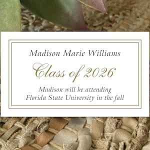 Personalized Graduation Name Cards | High School Grad | College Announcement | Class of 2026