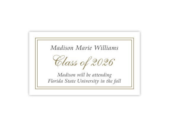 Graduation Name Cards for High School Grad | College Announcement | Class of 2026