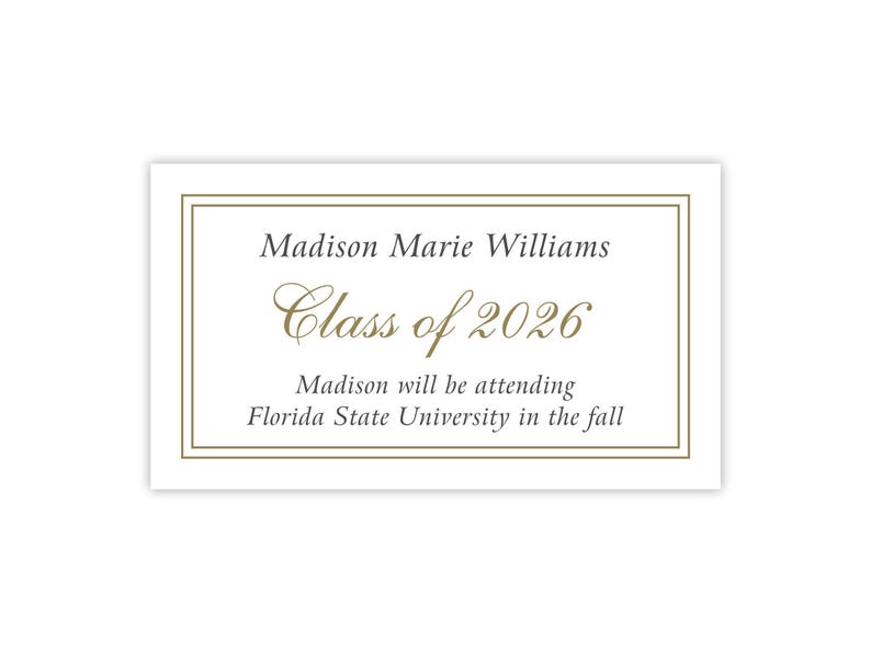 Personalized Graduation Name Cards | High School Grad | College Announcement | Class of 2026