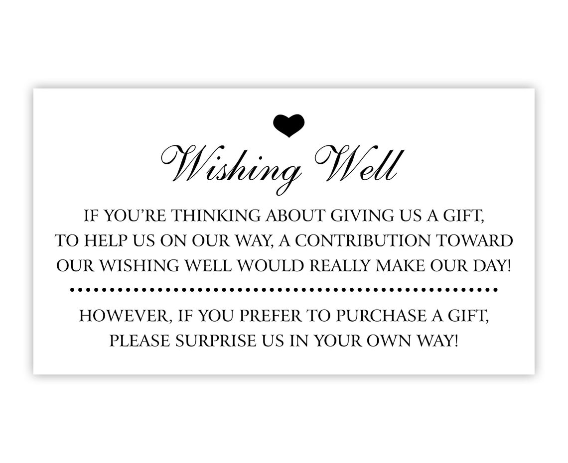Wishing Well Card Wishing Well Insert for Wedding Invitation Etsy