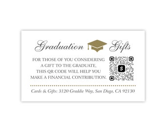 Tarjeta de inserción de invitación de graduación 2024 con código QR, tarjeta de adjunto de anuncio de graduación, registro de graduación, graduación Venmo / CashApp