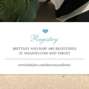 Baby Registry Cards | Shower Invitation or Birth Announcement Insert | Register Online | Website