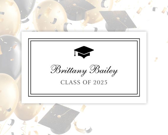Name Note For Graduation Graduation Name Card Template Graduation Announcement Card Template