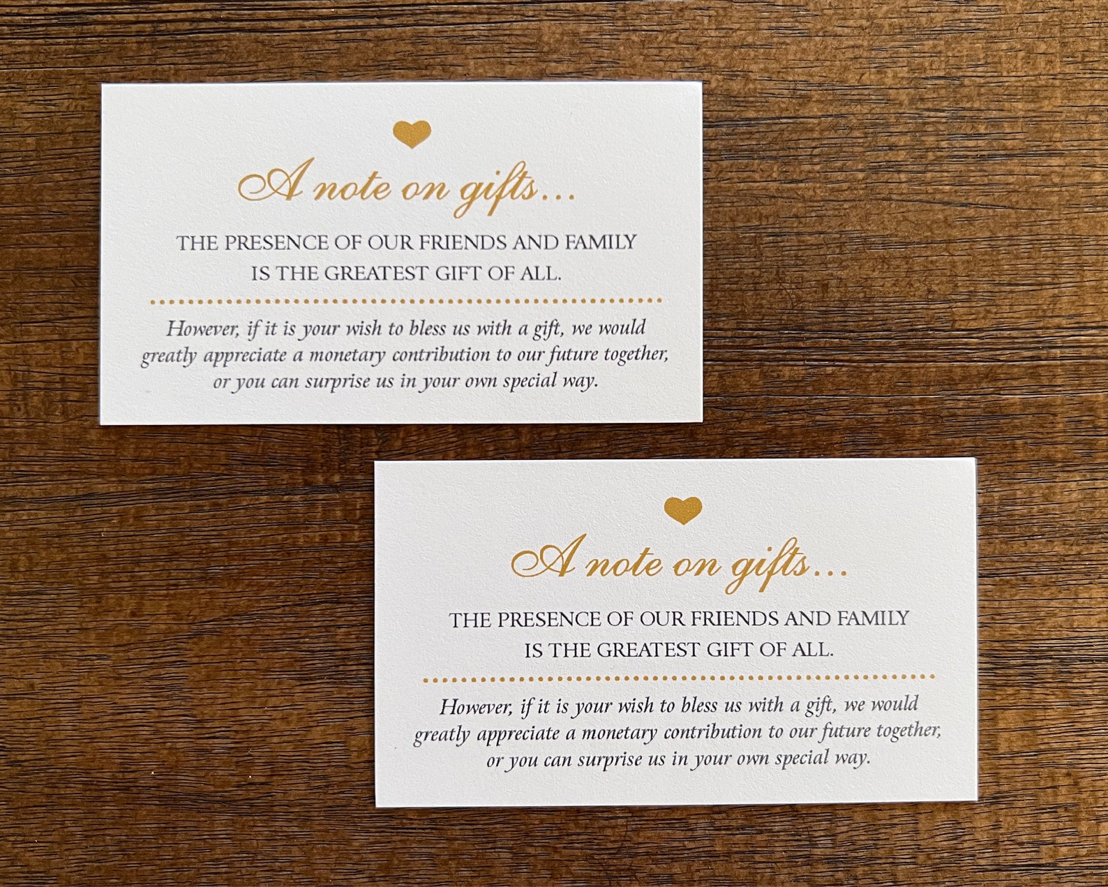 Request for Cash Money Instead of Gifts at Wedding, Gifts Card