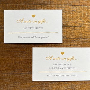 No Gifts Please | Invitation Insert Card | No Wedding, Birthday, Anniversary Presents