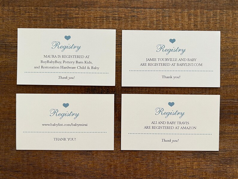 Baby Registry Cards | Shower Invitation or Birth Announcement Insert | Register Online | Website