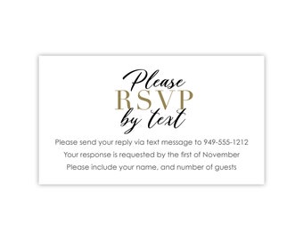 RSVP by Text Cards / RSVP Cards / Response Cards / Printed Reply Cards for Wedding Invitation, Bridal Shower, Baby Shower, Birthday Party...