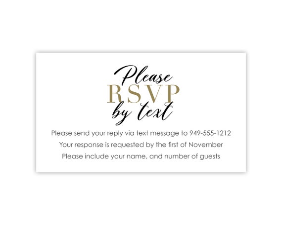RSVP by Text Cards RSVP Cards Response Cards Printed Reply