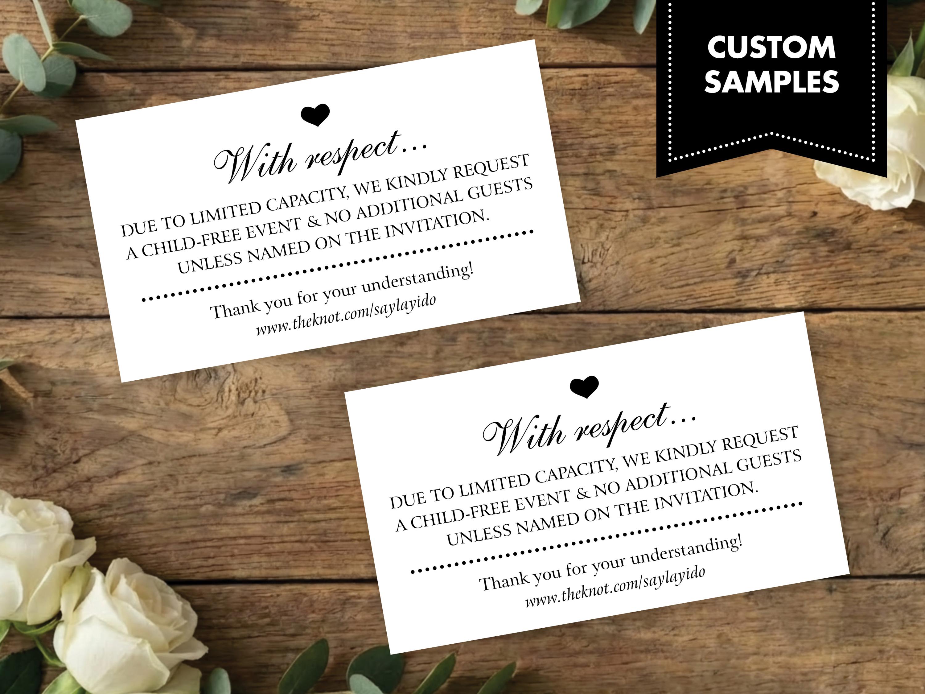 No Plus Ones Wedding Invitation Insert Card | Only Invited Guests