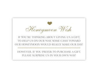 Honeymoon Wish Card: Wedding Invitation Enclosure for Your Honeymoon Fund