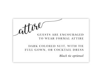 Wedding Attire Card | Wedding Dress Code Insert | What to Wear | Black Tie  | Casual - Etsy Denmark