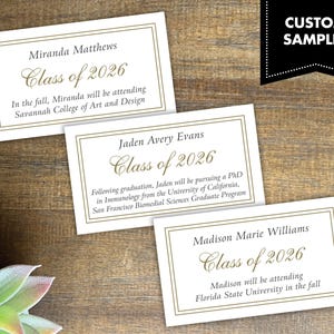 Personalized Graduation Name Cards | High School Grad | College Announcement | Class of 2026