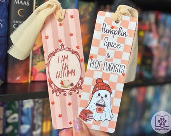 Fall Bookish Bookmark, Autumn Reading, Pumpkin Spice Ghost, Cozy Reader Gift
