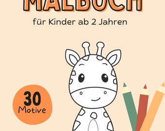 Página para colorear para imprimir en formato DIN A4 PDF/ 30 lindas páginas para colorear de animales para niños a partir de 2 años / Mi primer libro para colorear / Dibujos para colorear animales