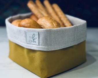 Cesta de pan de lino: Almacenamiento rústico para cocina de granja