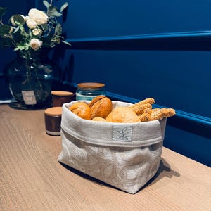 Linen Bread Basket Natural Storage for Bread and Cookies  Rustic Handmade Bread Bag Eco Friendly Kitchen Storage Farmhouse Table Decor
